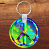 Peace Sign Flower Power Hippie Sleutelhanger (Voorkant)