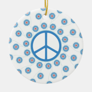 Peace Sign Flowers Keramisch Ornament