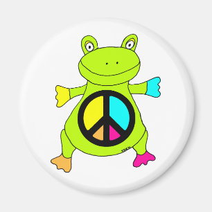 Peace Sign Frog-ronde Magneet