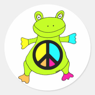 Peace Sign Frog Ronde Sticker