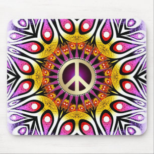 Peace Sign Groovy Paars roze Mousepad Muismat