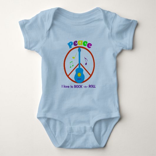 Peace Sign Guitar en Muzieknoten Baby Creeper Romper (Voorkant)