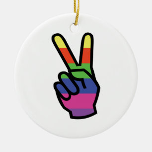PEACE SIGN HAND KERAMISCH ORNAMENT