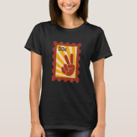 Peace Sign Hand V Hippies Retro Stamp 60' 70'