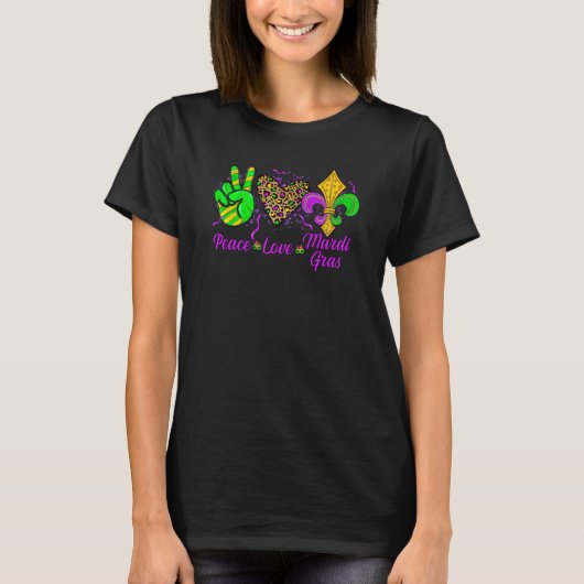 Peace Sign Heart Fleur De Lys Hippie Peace Love Ma T-shirt (Voorkant)