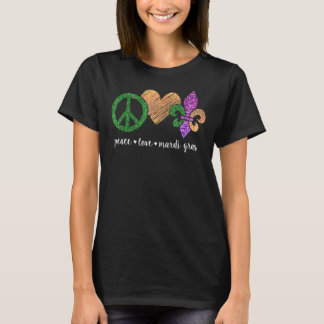 Peace Sign Heart Fleur de Lys Hippie Peace Love Ma T-shirt