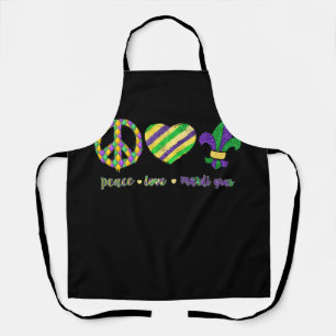 Peace Sign Heart Fleur De Lys Hippie Peace Love Schort
