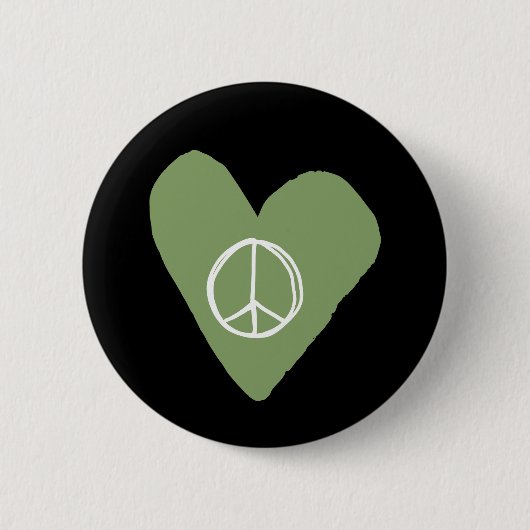 Peace Sign Heart Ronde Button 5,7 Cm (Voorkant)