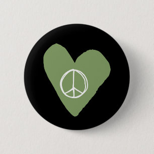 Peace Sign Heart Ronde Button 5,7 Cm