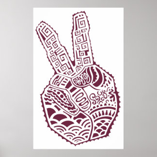 Peace Sign Henna Tat Hand Poster