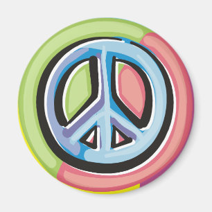 Peace Sign in Pastel Colors Magneet