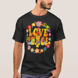 PEACE SIGN LOVE 1960s Tie Dye Groovy Hippie T-shirt