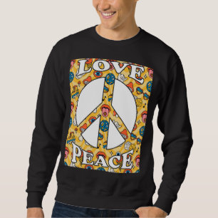Peace Sign Love 60s 70s 80s Retro Hippie Vinta Trui