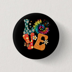 Peace Sign Love 60s 70s Costume Groovy Hippie Them Ronde Button 3,2 Cm
