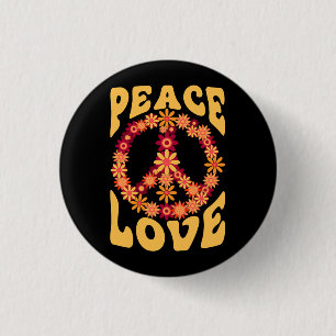 Peace Sign Love 60s 70s Costume Groovy Hippie Them Ronde Button 3,2 Cm