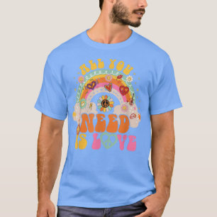 PEACE SIGN LOVE 60s 70s Hippie Groovy Vibes Hallow T-shirt