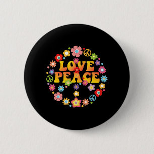 PEACE SIGN LOVE 60s 70s Stropdas Die Hippie Costum Ronde Button 5,7 Cm