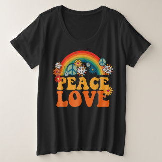 PEACE SIGN LOVE 60s 70s Tie Dye Hippie Grote Maat T-shirt