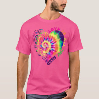 PEACE SIGN LOVE 60s 70s Tie Dye Hippie Halloween C T-shirt