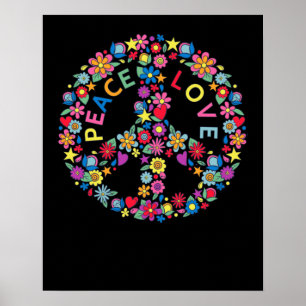 PEACE SIGN LOVE 60s 70s Tie Dye Hippie Poster