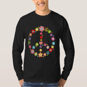 Peace Sign Love Flower 60s 70s Hippie Costume T-shirt