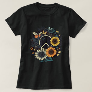 PEACE SIGN LOVE Zonnebloem Hippie T-shirt