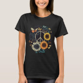 PEACE SIGN LOVE Zonnebloem Hippie T-shirt (Voorkant)