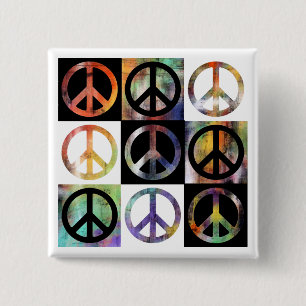 Peace Sign-mozaïek Vierkante Button 5,1 Cm
