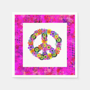 Peace Sign on White Petals Servet