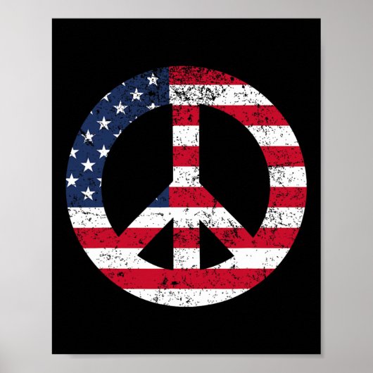 Peace Sign Patriotic Usa Flag Peace And Love  Poster (Voorkant)