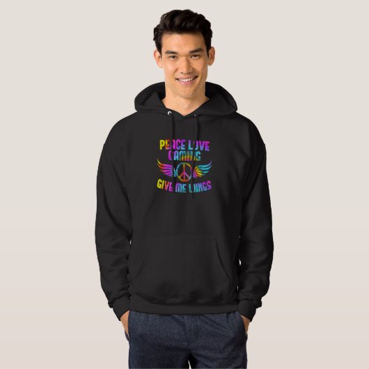 Peace Sign Peace Love Gaming Gamble Computer Game Hoodie (Voorkant volledig)