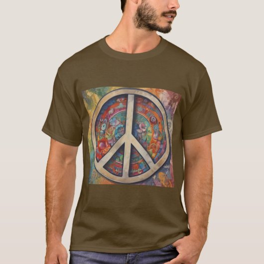 Peace Sign Pop Art T-shirt (Voorkant)