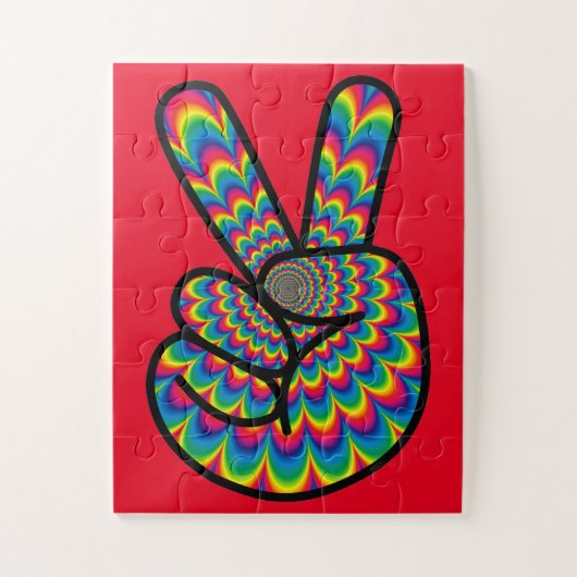PEACE SIGN PSYCHEDELIC COLORS JIGSAW PUZZLE LEGPUZZEL (Verticaal)