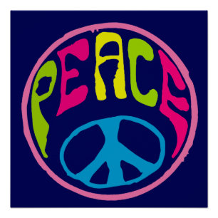 Peace Sign Psychedelic Hippie Style Perfect Poster