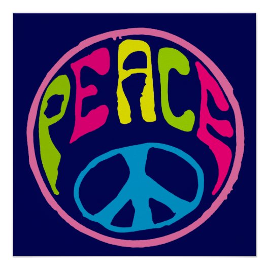 Peace Sign Psychedelic Hippie Style Perfect Poster (Voorkant)