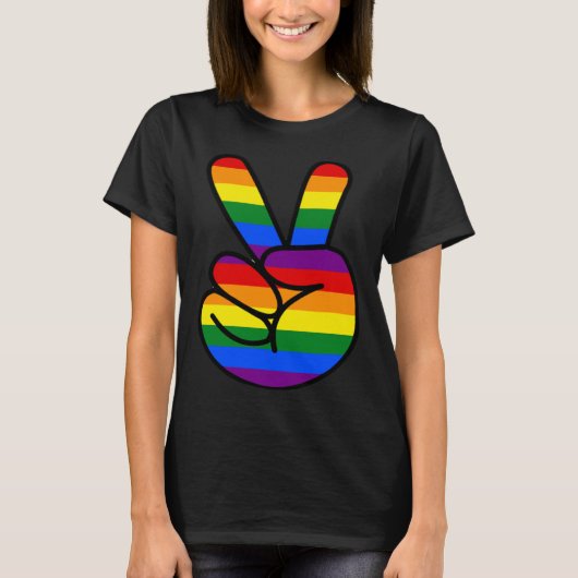 Peace Sign Rainbow Hippie Love T-shirt (Voorkant)