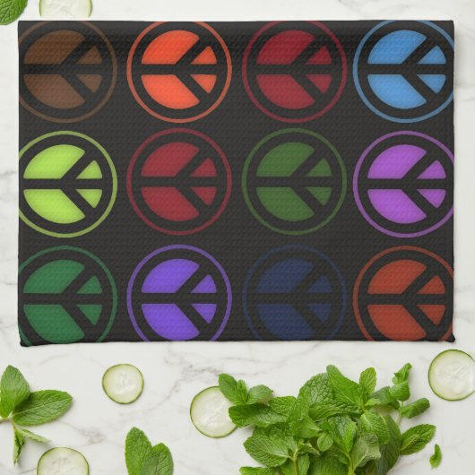 Peace Sign Retro Hippy Love Theedoek (Gevouwen)