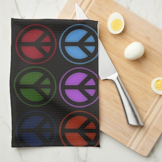 Peace Sign Retro Hippy Love Theedoek (Quarter Fold)