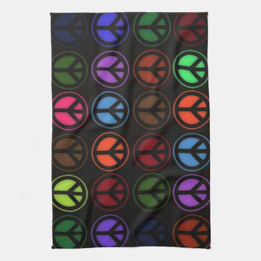 Peace Sign Retro Hippy Love Theedoek (Verticaal)