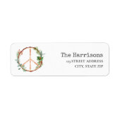Peace Sign Rustisch kerstlabel Etiket (Voorkant)