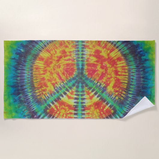 Peace Sign Tie Dye Strandlaken (Voorkant)