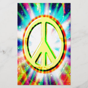 PEACE Sign Yellow Colorful Happy and Fun Briefpapier