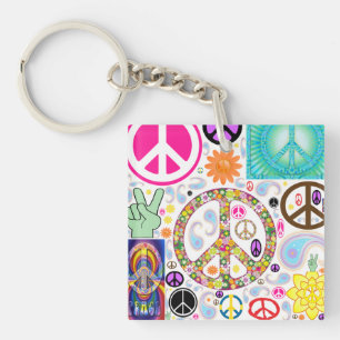 Peace Signs Collage Sleutelhanger