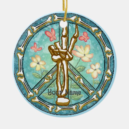 Peace Skeleton Hand Keramisch Ornament (Voorkant)