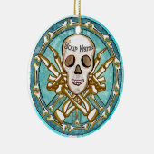 Peace Skeleton Skull Keramisch Ornament (Rechts)