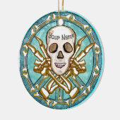 Peace Skeleton Skull Keramisch Ornament (Links)