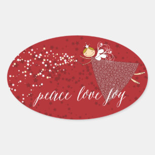 Peace Snowflakes kerstfeestdag ticker Ovale Sticker