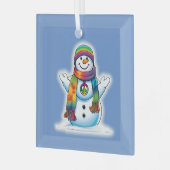 Peace Snowman Glas Ornament (Voorkant links)