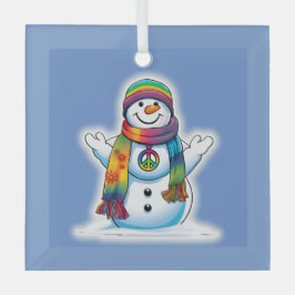 Peace Snowman Glas Ornament