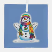 Peace Snowman Glas Ornament (Achterkant)